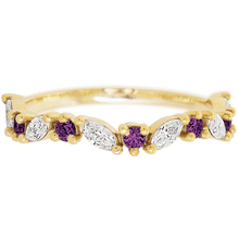 18K Yellow Gold band with alternating 6 Round Purple Diamond and 5 Marquise Lab Grown Diamond having TCW-.68