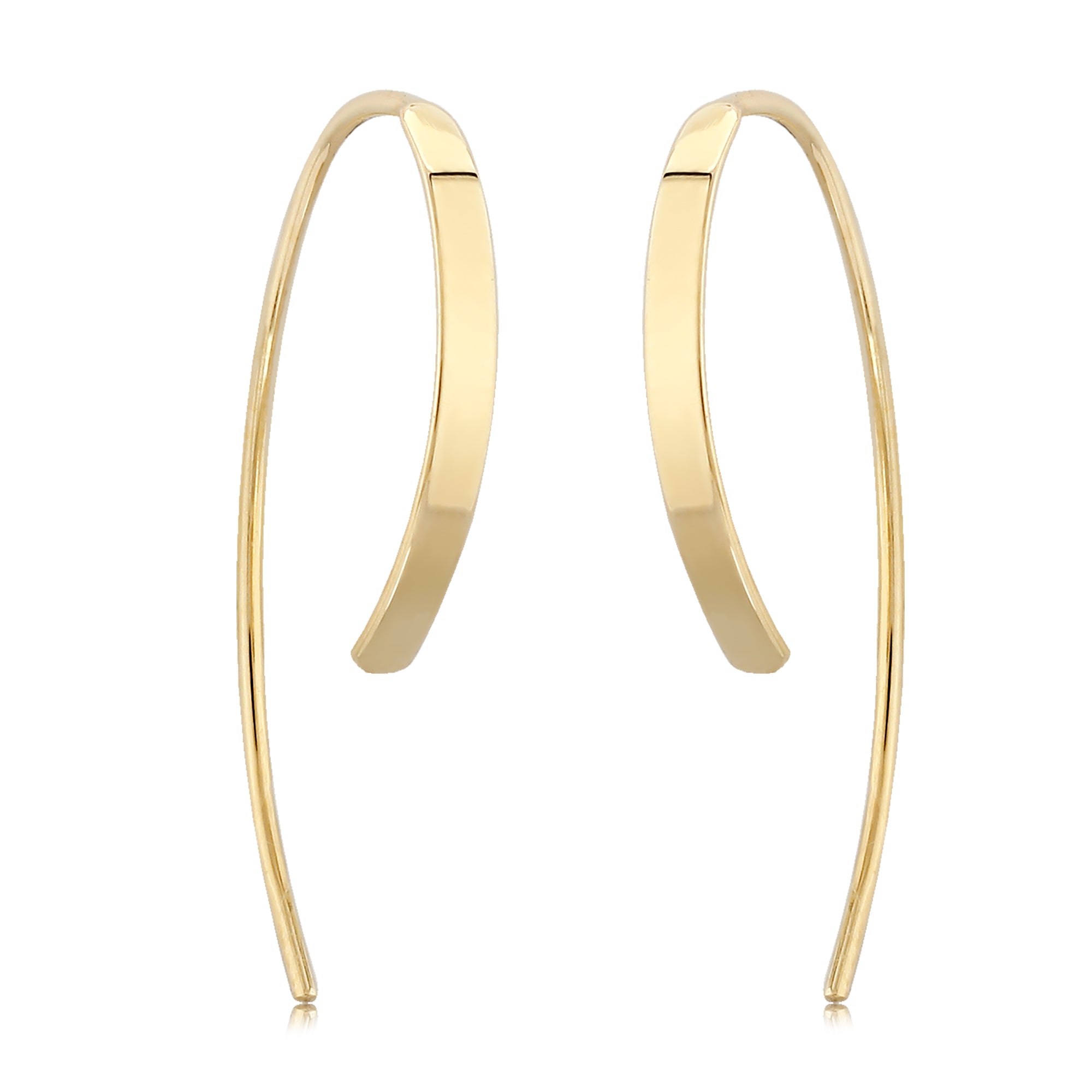 14K Yellow Gold Flat Sweep dangle Earrings