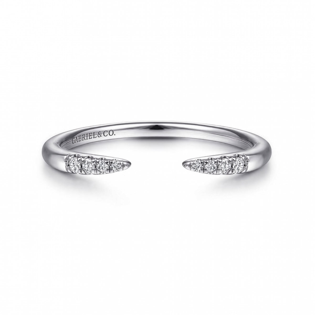 14K White Gold Open Diamond Tipped Stackable Ring