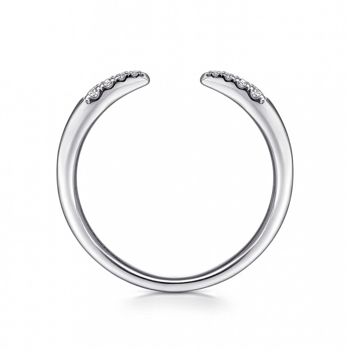 14K White Gold Open Diamond Tipped Stackable Ring