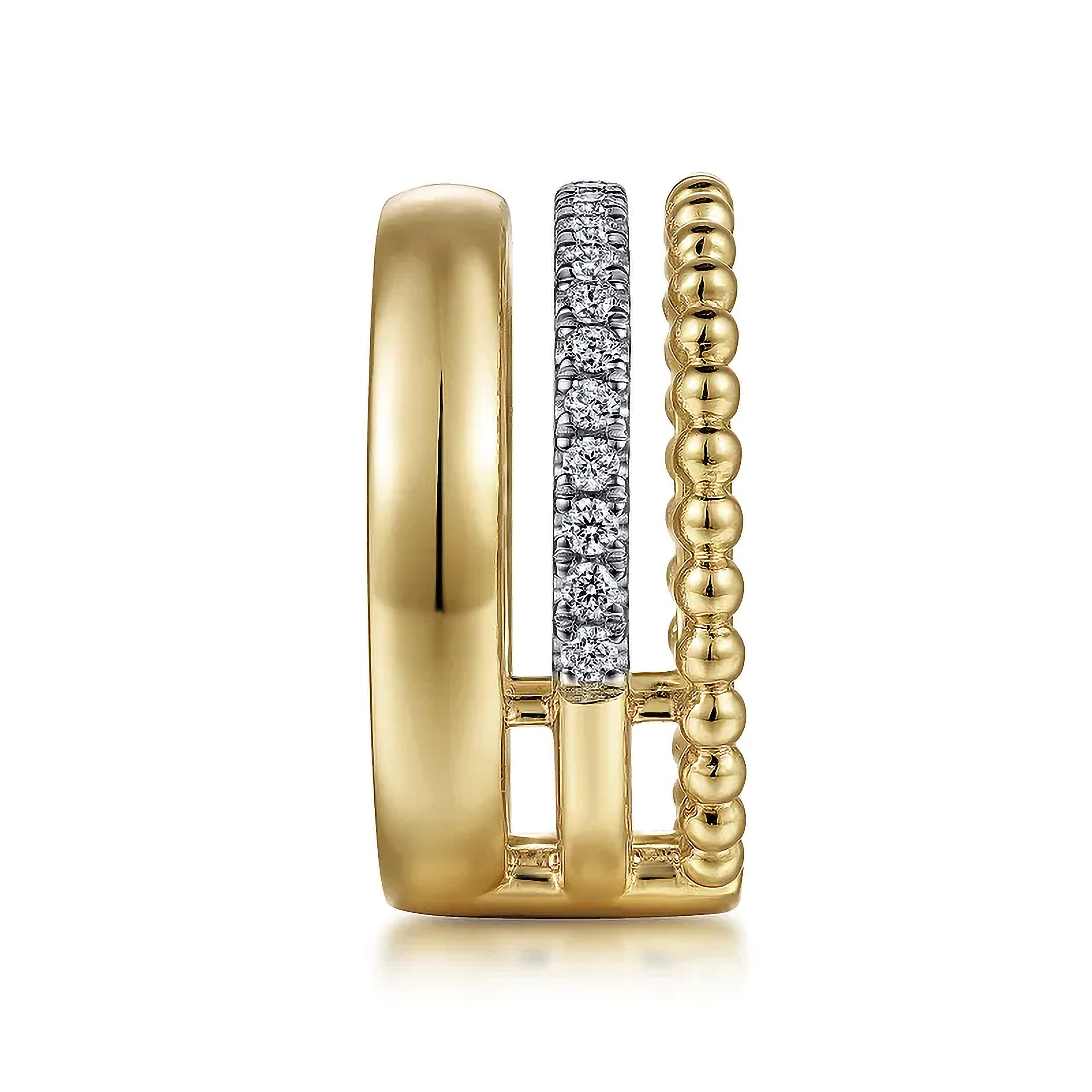 14K White-Yellow Gold Diamond Bujukan Easy Stackable Ring