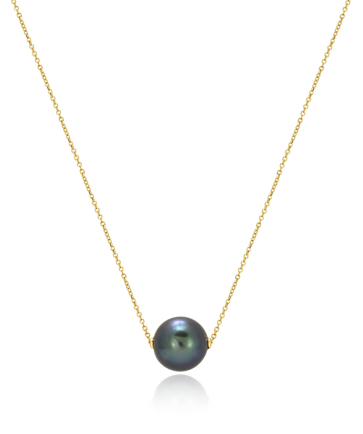 14K Yellow Gold Black Pearl Slide Necklace