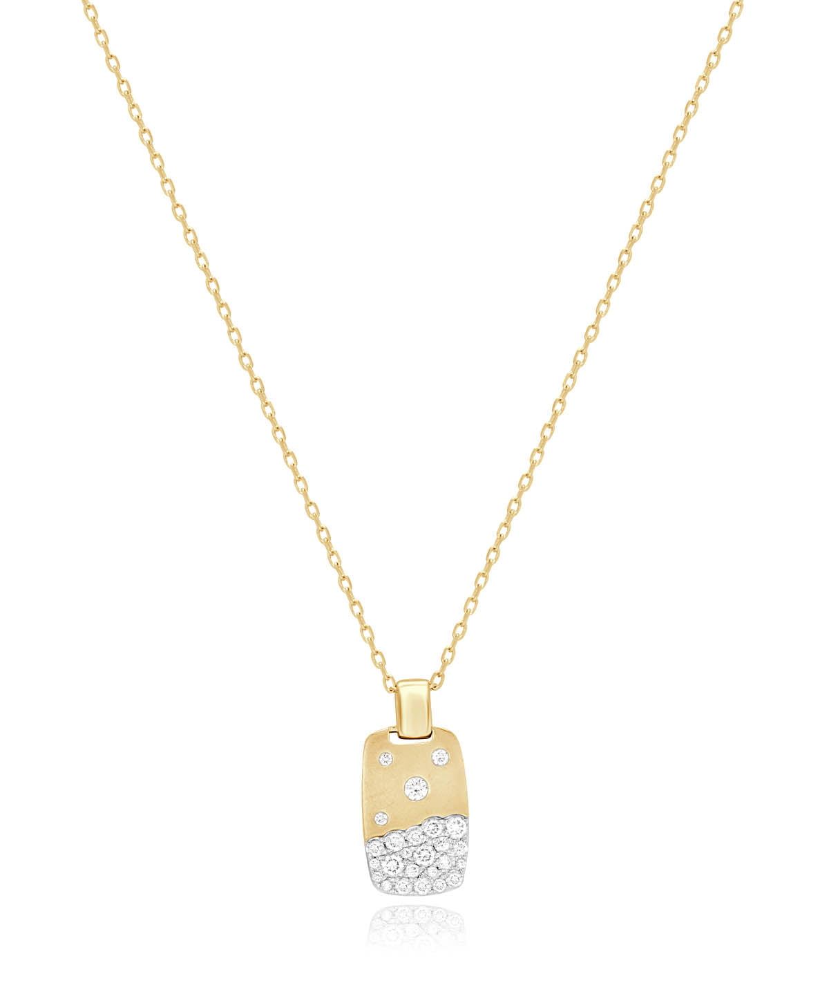 Zeghani - 14K Yellow Gold 0.35ctw Diamond Accented Dog Tag Pendant