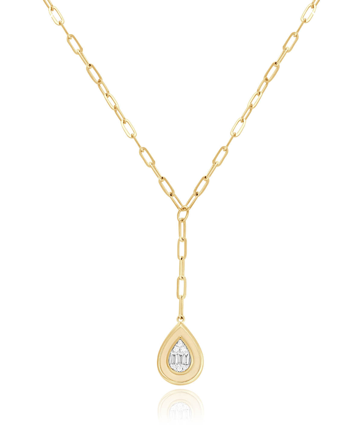 Zeghani - 14K Yellow Gold Diamond Accented Teardrop Pendant Necklace