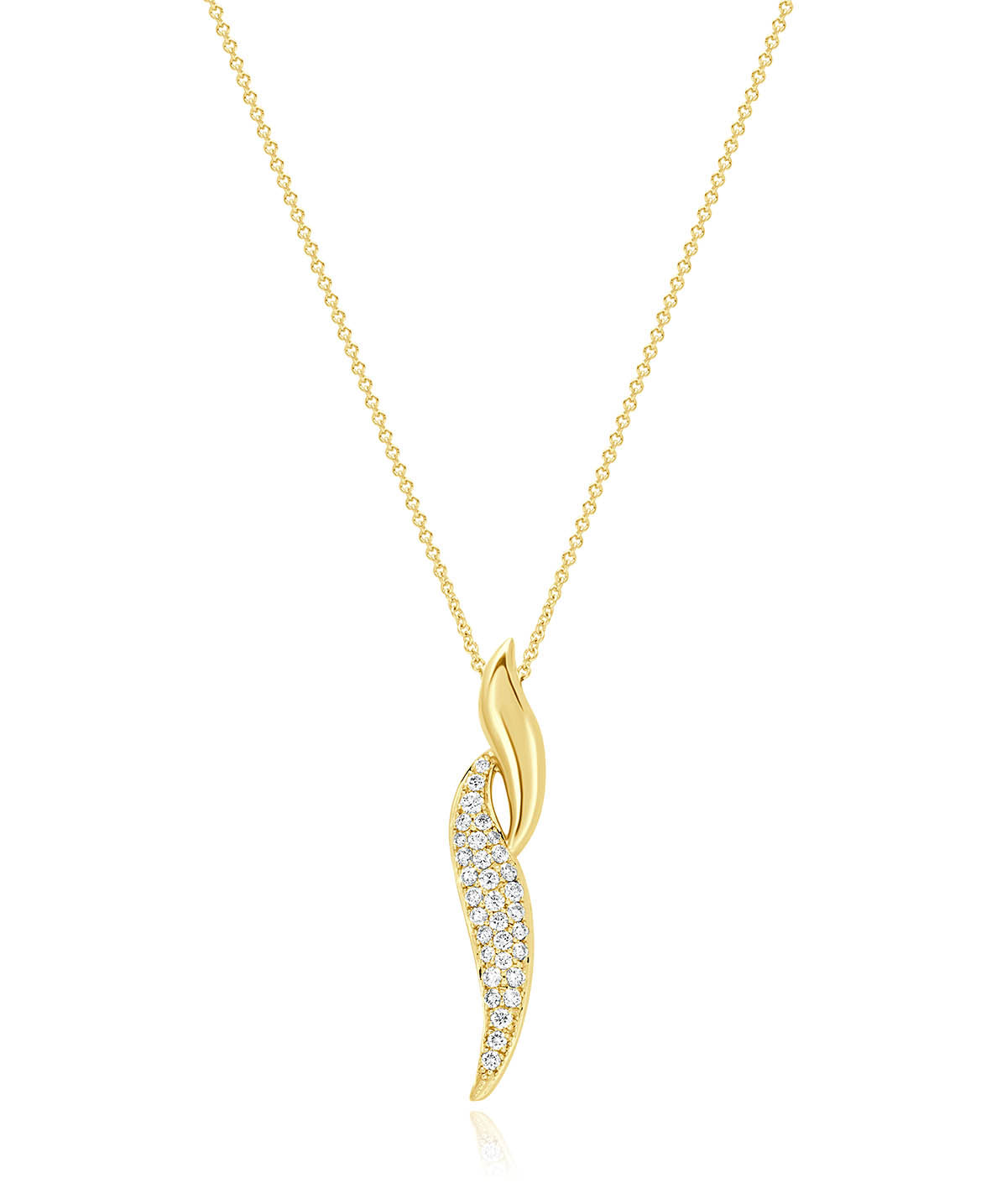 Zeghani - 14K Yellow Gold 0.40cttw Diamond Double Curved Pendant Necklace