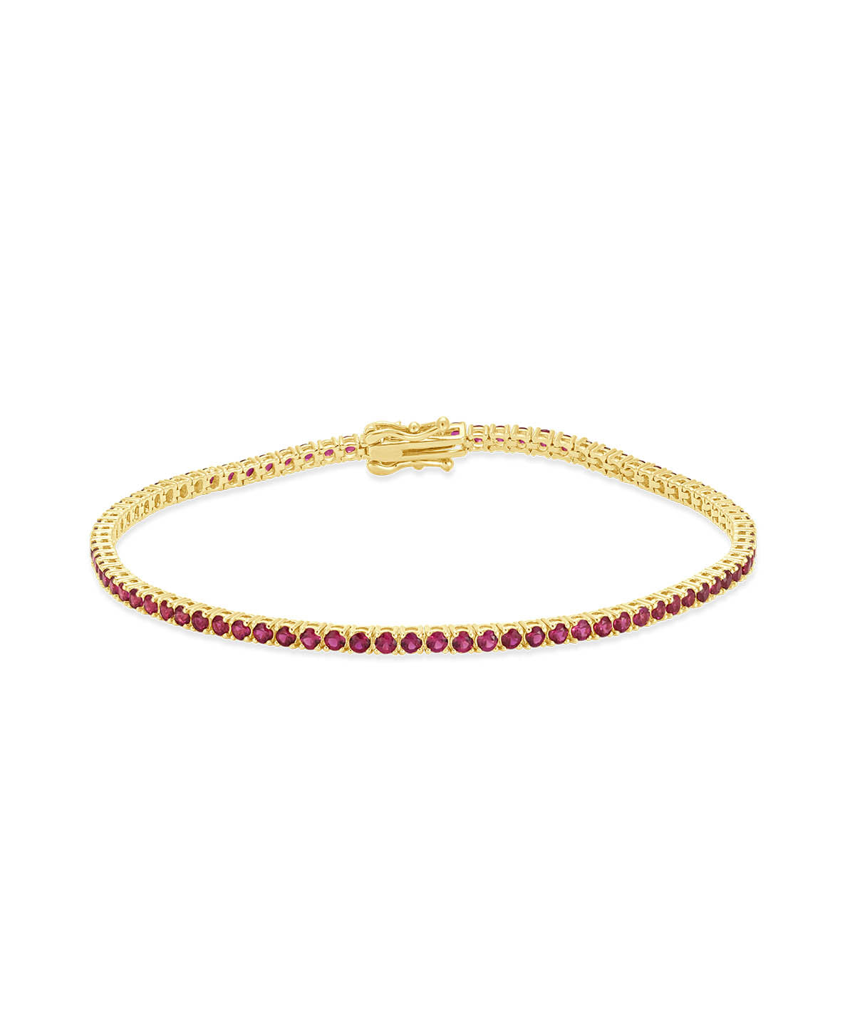 14K Yellow Gold Lab Grown Ruby Tennis Bracelet