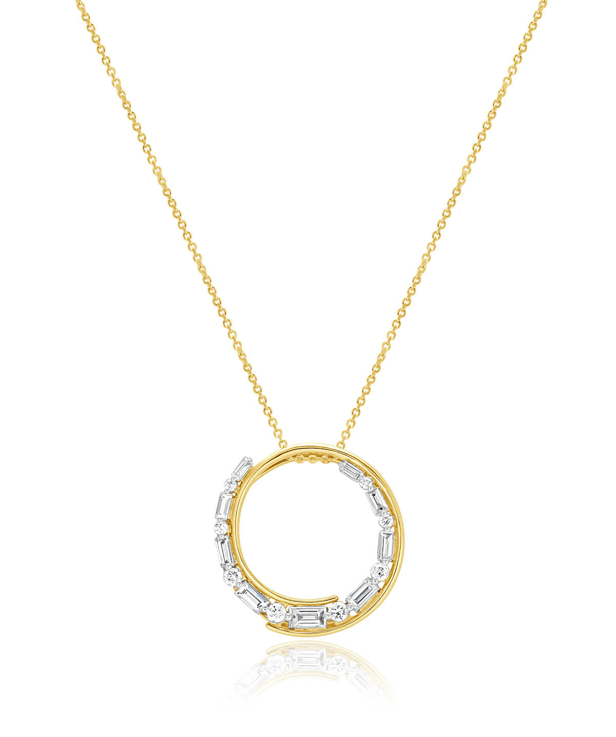 14K Yellow Gold Alternating Diamond Accented Pendant