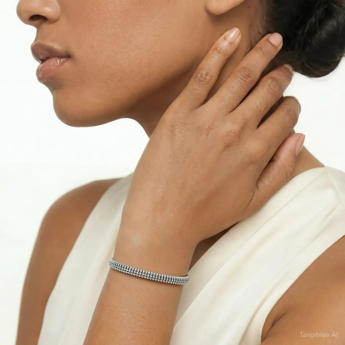 18K White Multi Row Diamond Bracelet