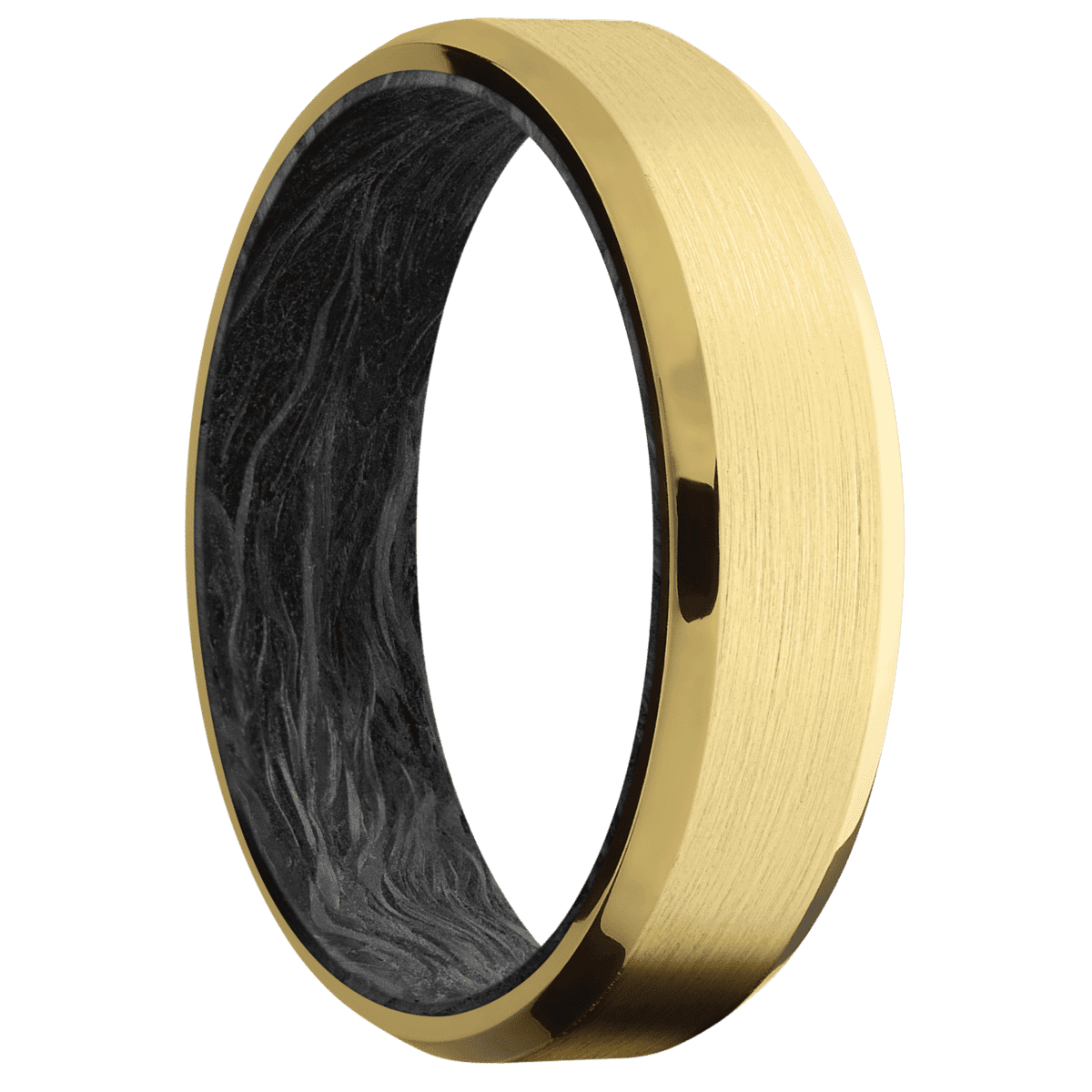 10K Yellow Gold + Satin , Polish Finish + Forged Carbon Fiber