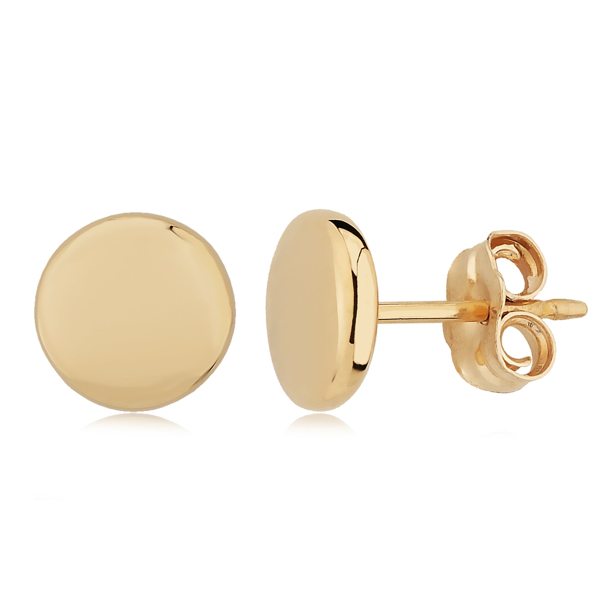 14K Yellow Gold 8MM Flat Round Stud