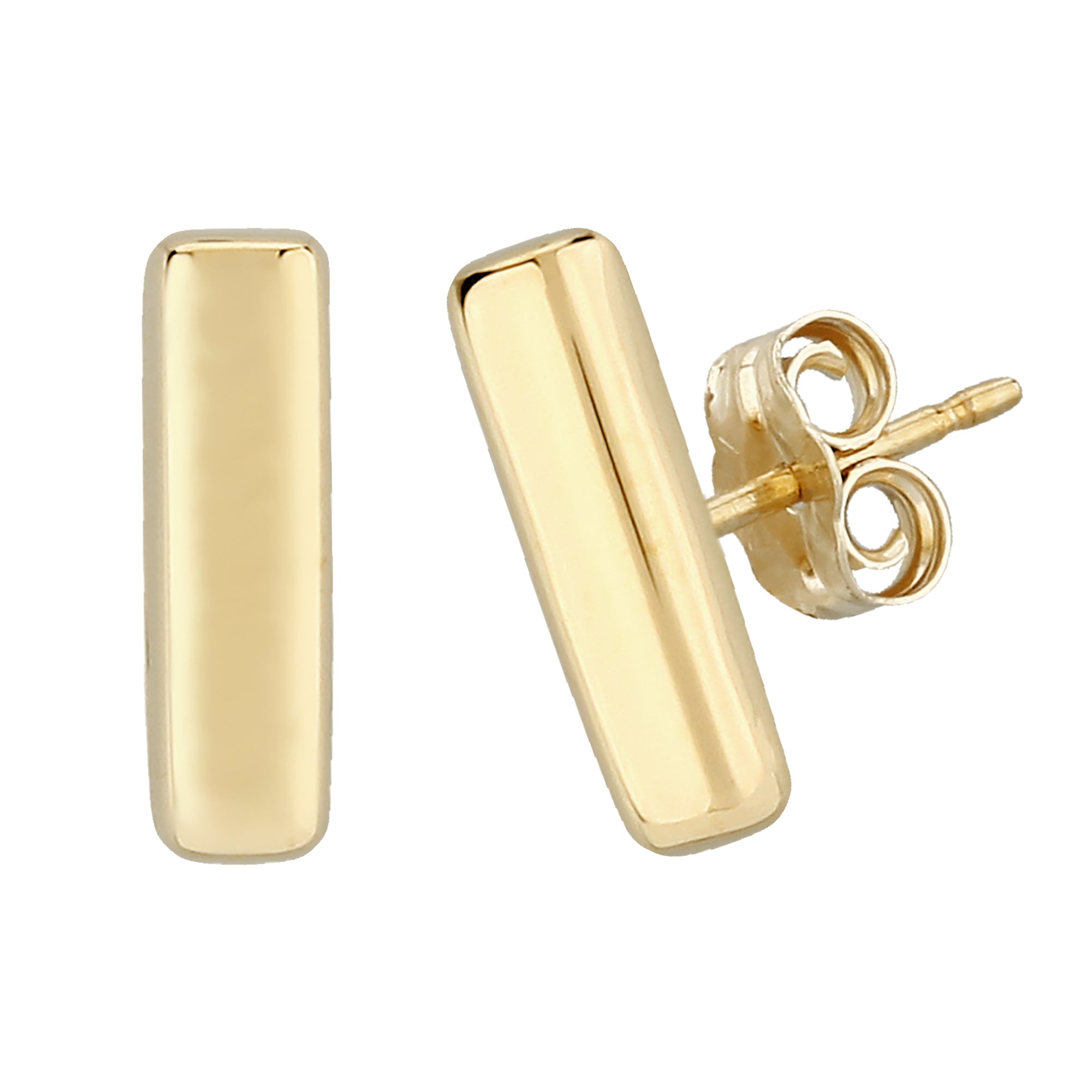 14K Yellow Gold Small Bar Post Stud Earrings