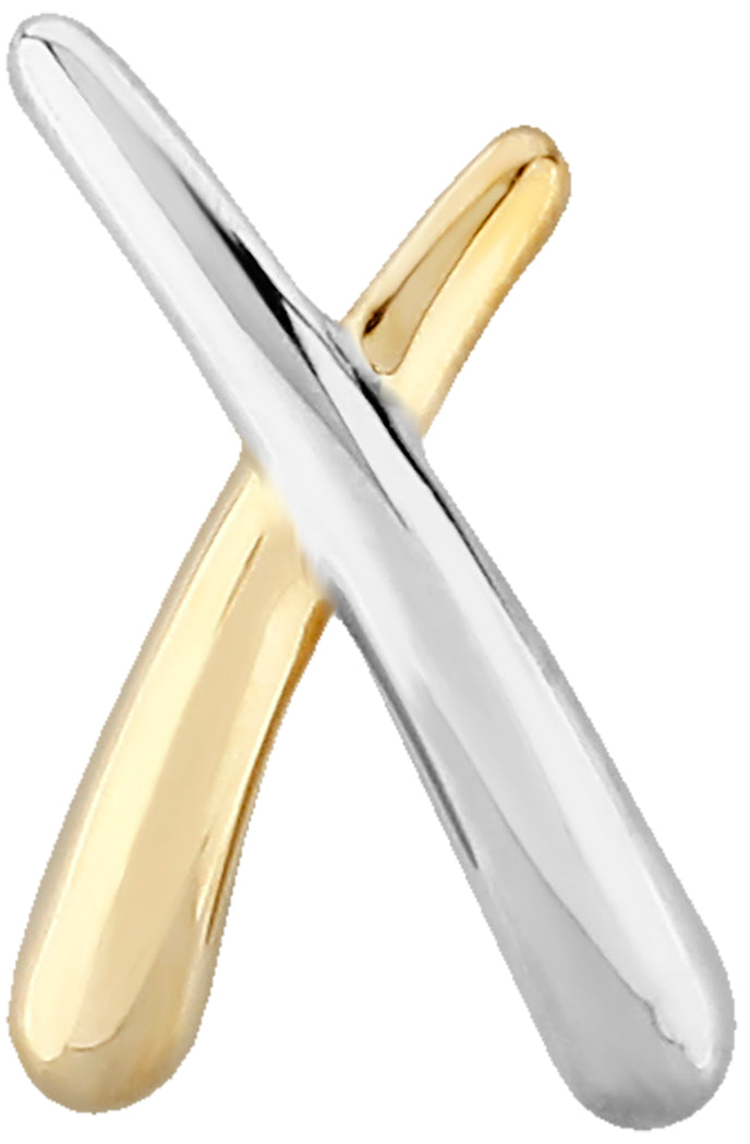14K Yellow and White Gold Two Toned Small X Studs