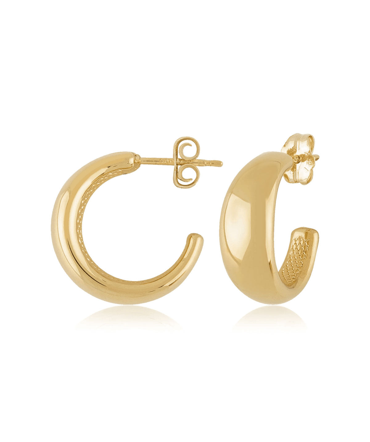 14K Yellow Gold Small Tapered Round J Hoop Earrings