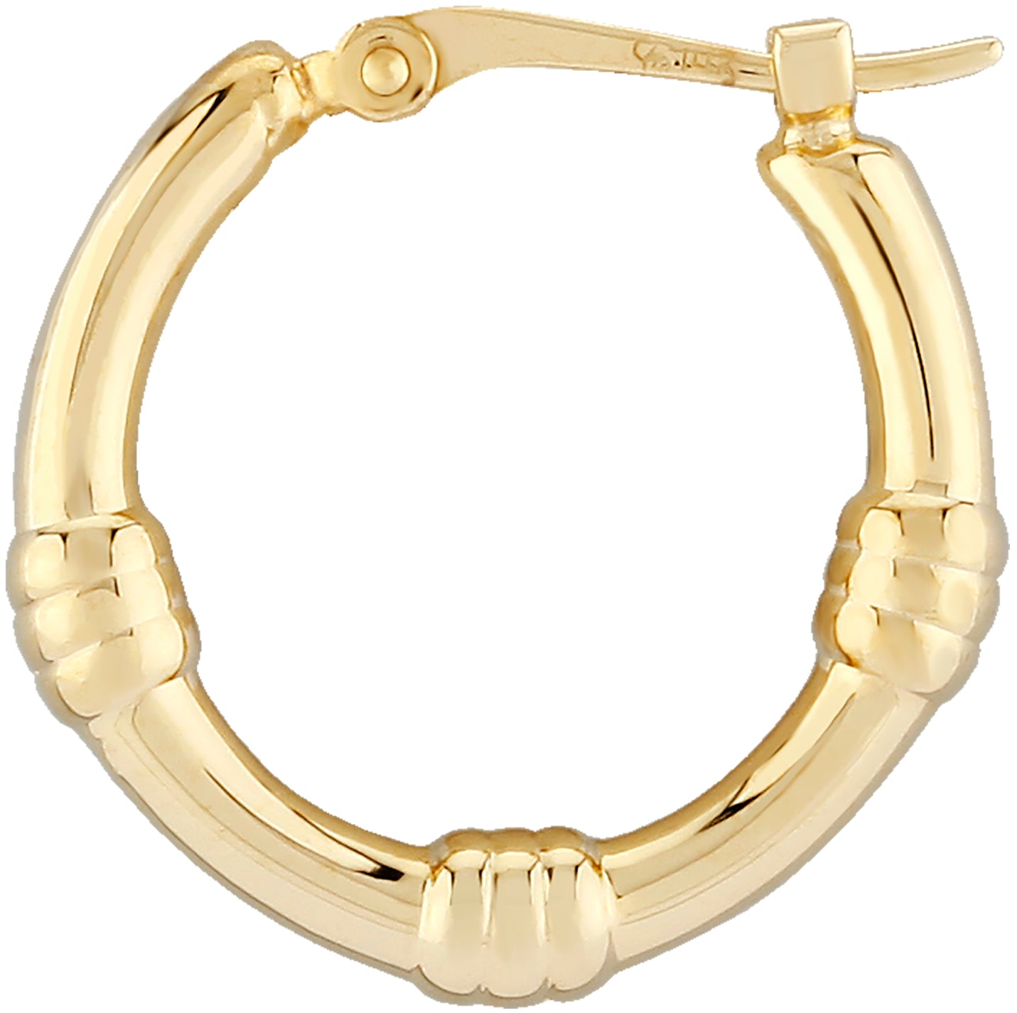 14K Yellow Gold Small Round Bamboo Hoop Earrings