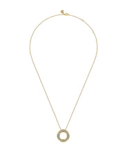 14K White Yellow Gold Diamond Circle Pendant Necklace