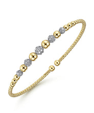 14K Yellow-White Gold Bujukan Diamond Stations Bangle