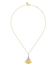 Lumiere - 14K White Yellow Gold Diamond and Diamond Cut Pendant Necklace