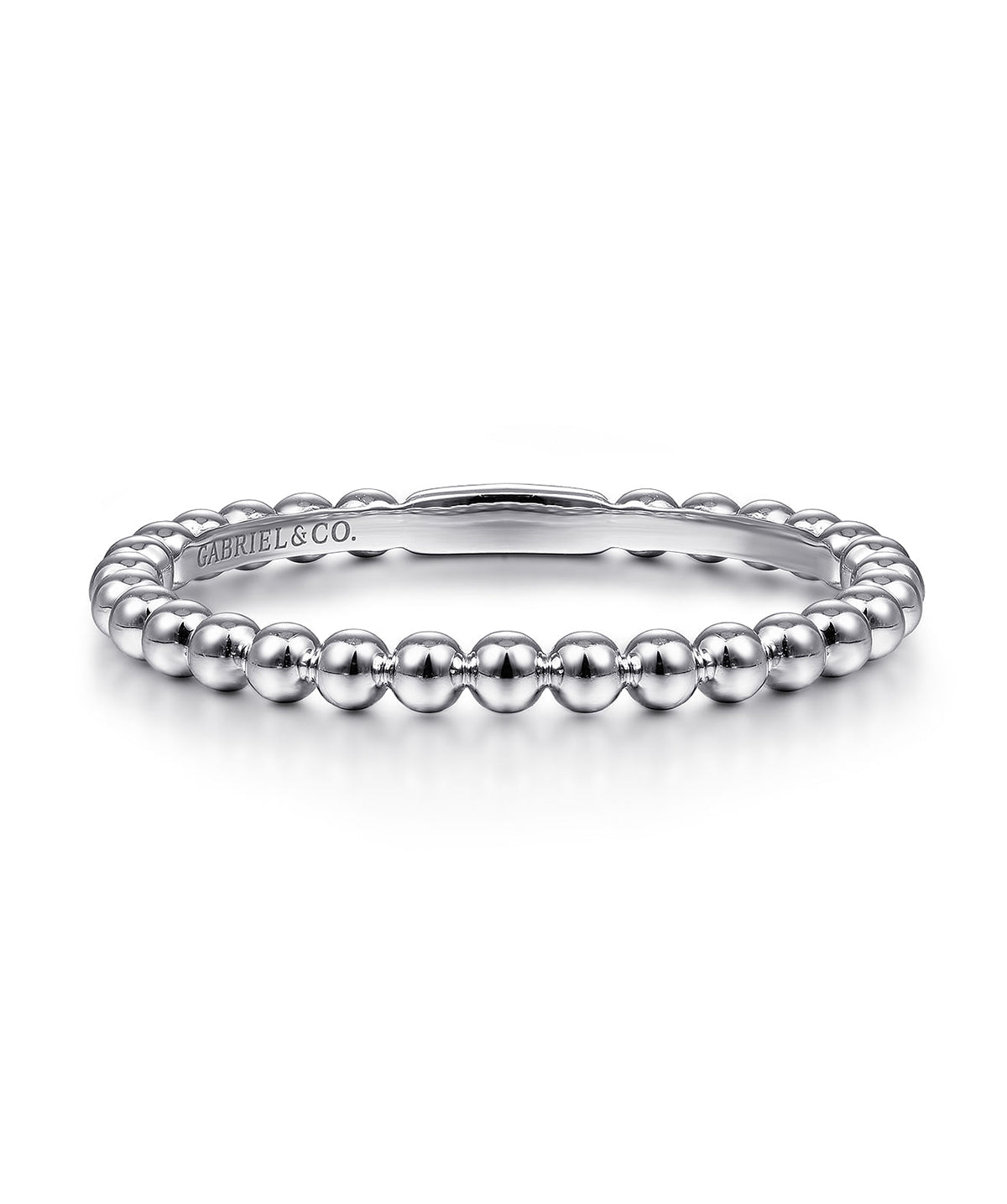 14K White Gold Bujukan Beaded Stackable Ring