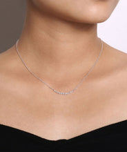 14K White Gold Diamond Curved Bar Necklace