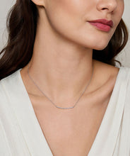 14K White Gold Diamond Pave Curved Bar Necklace