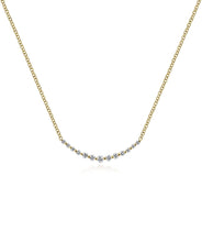 14K Yellow Gold Diamond Curved Bar Necklace