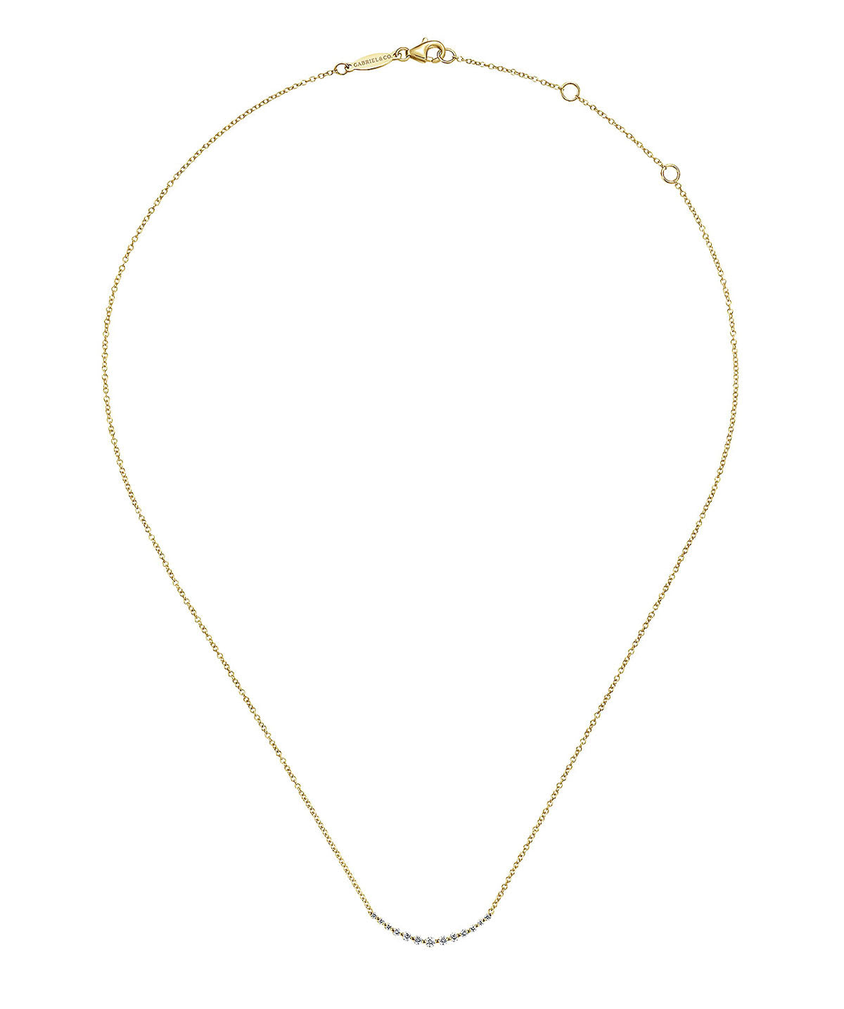 14K Yellow Gold Diamond Curved Bar Necklace
