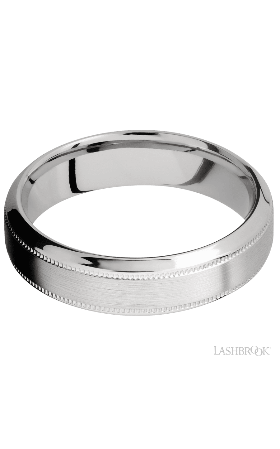6 mm wide High Bevel Milgrain 14K White Gold band.