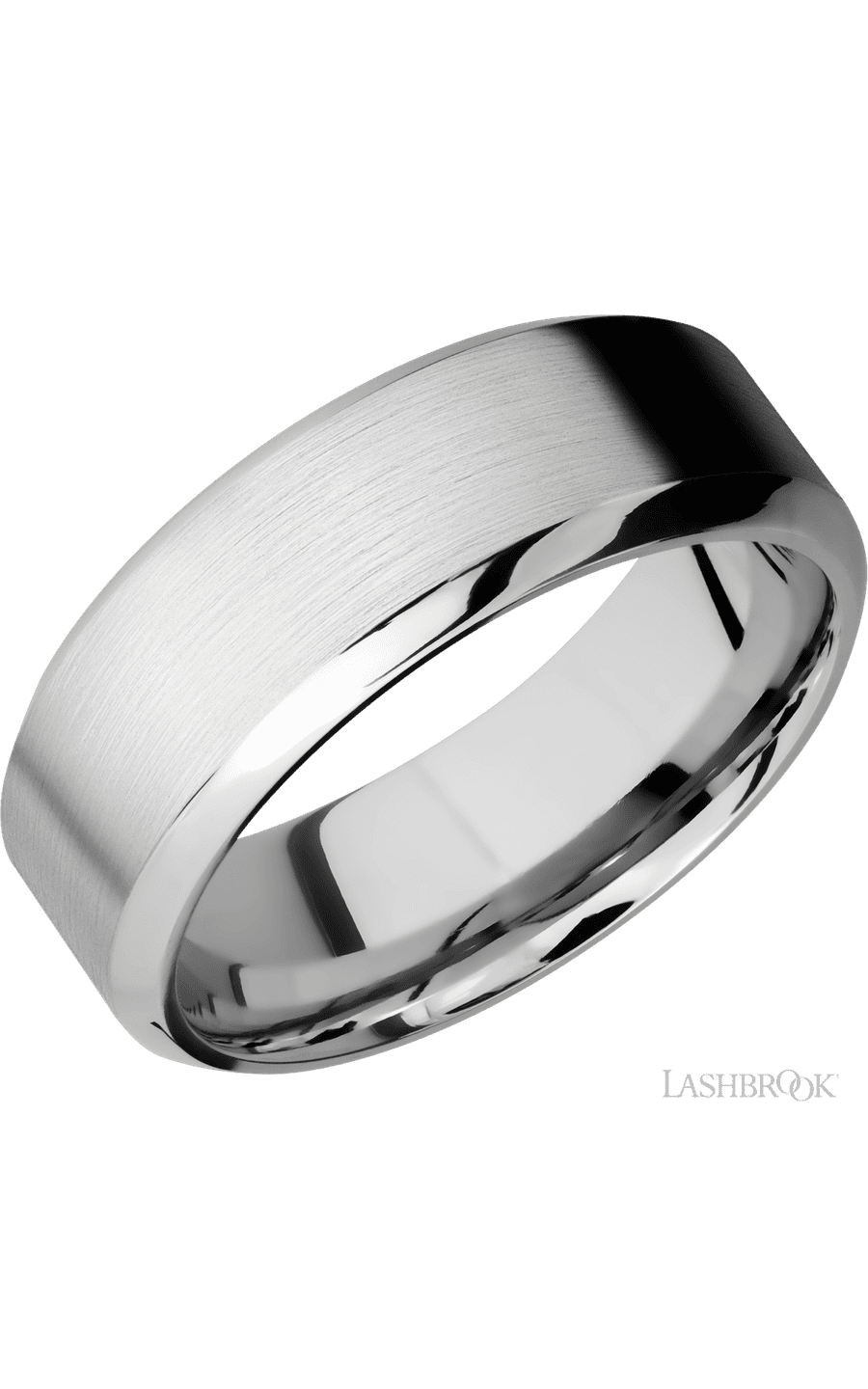 8 mm wide High Bevel 14K White Gold band.