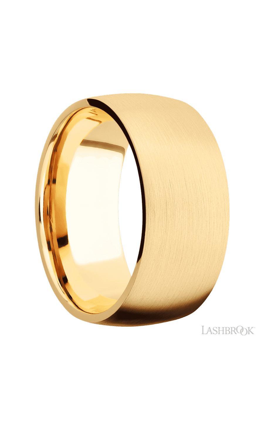 10 mm wide Domed 14K Yellow Gold band.