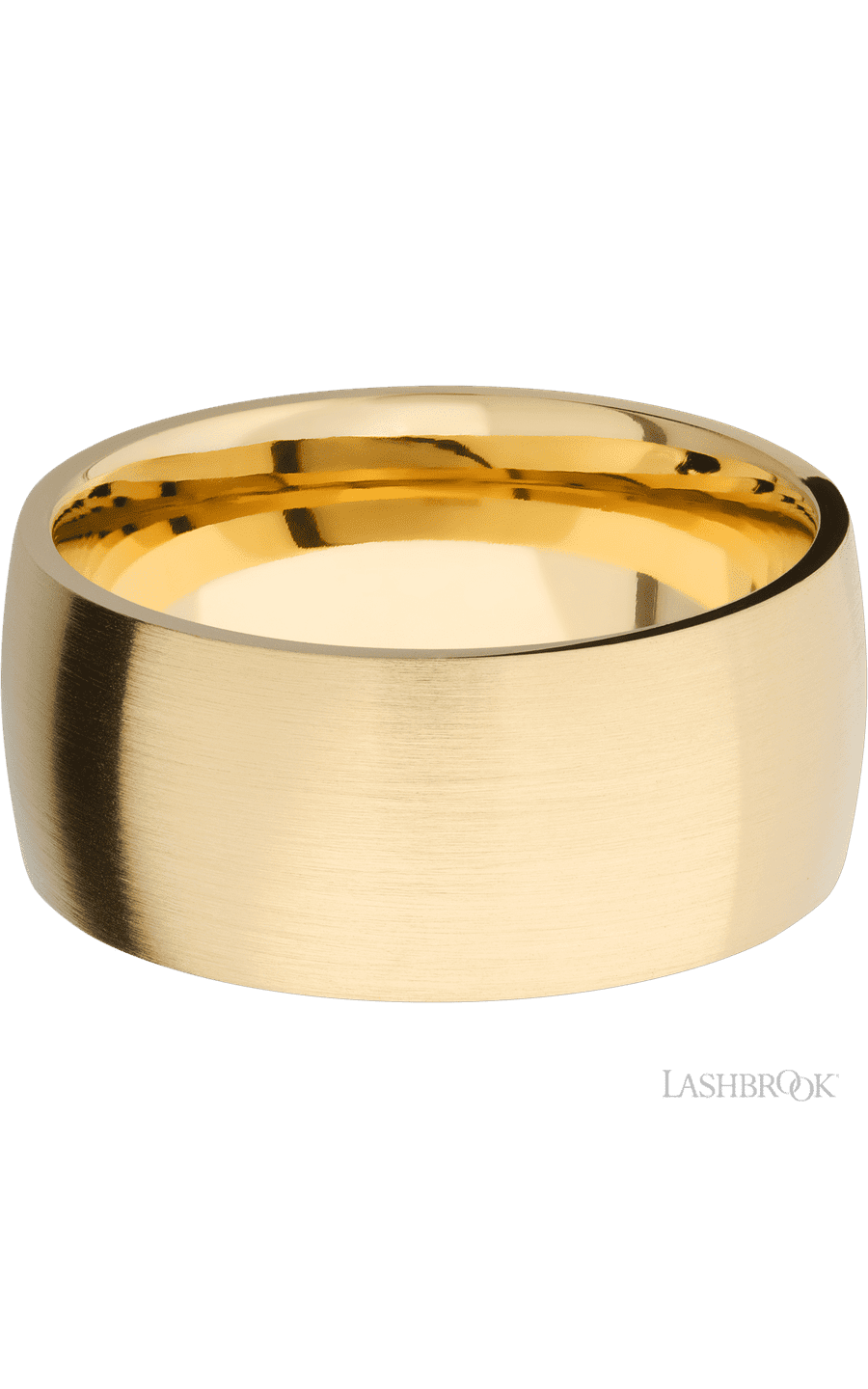 10 mm wide Domed 14K Yellow Gold band.