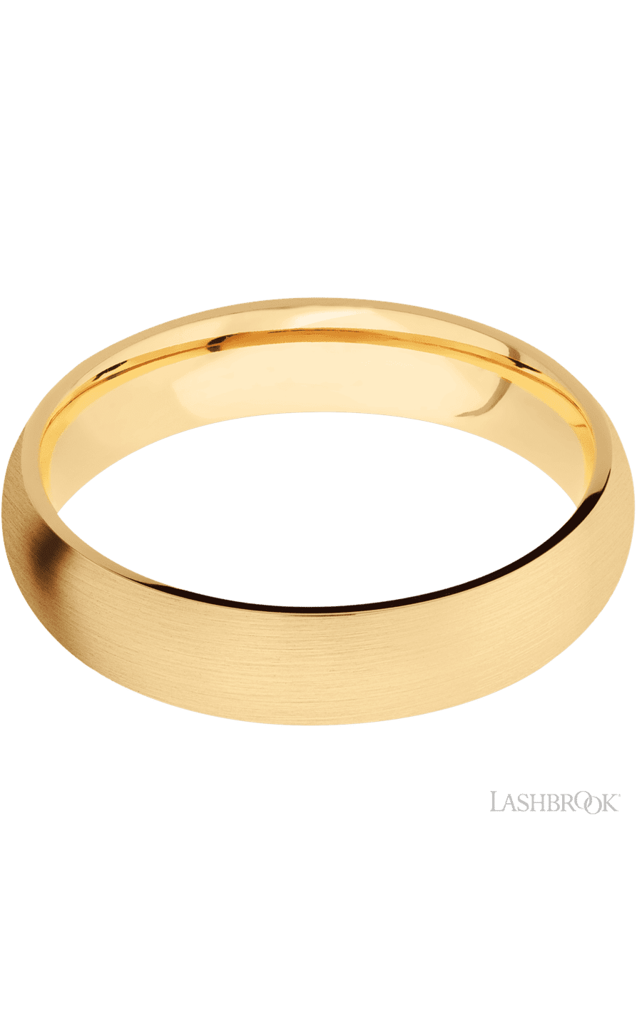 5 mm wide Domed 14K Yellow Gold band.