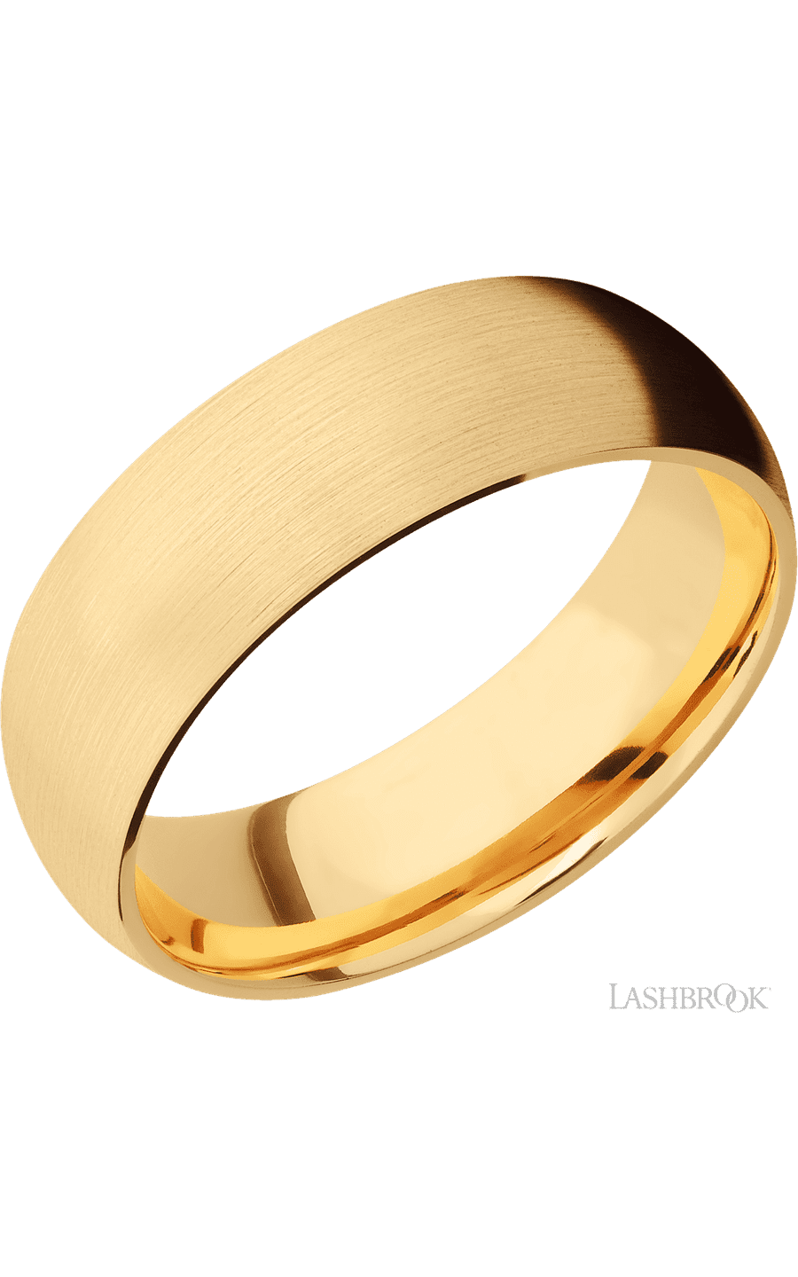 7 mm wide Domed 14K Yellow Gold band.