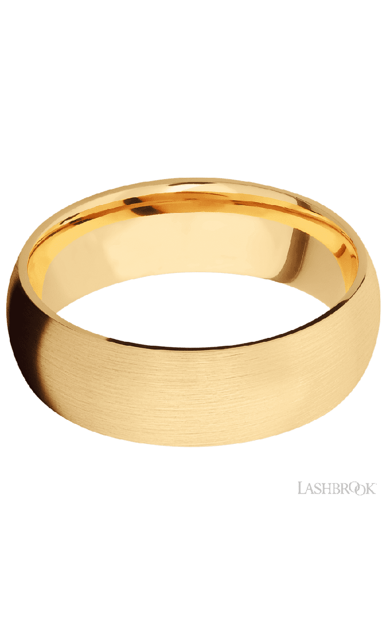 7 mm wide Domed 14K Yellow Gold band.