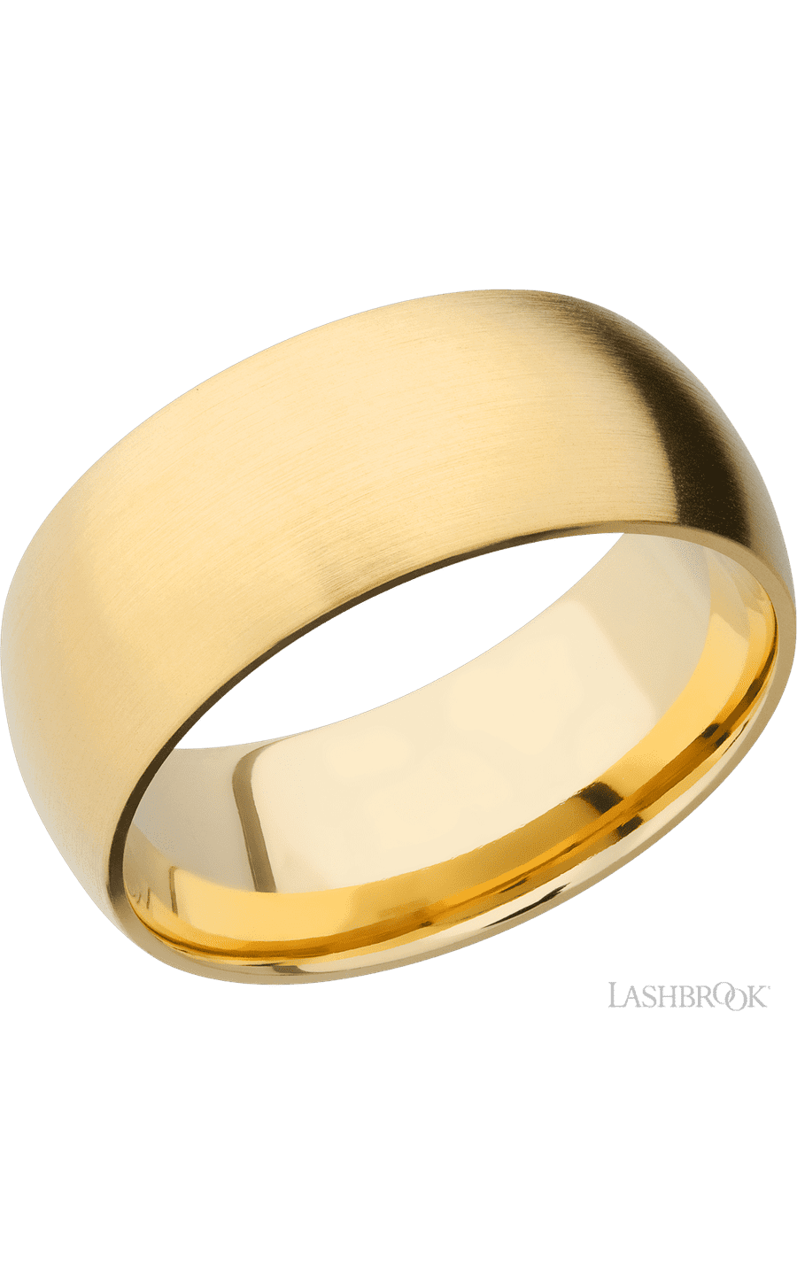 9 mm wide Domed 14K Yellow Gold band.