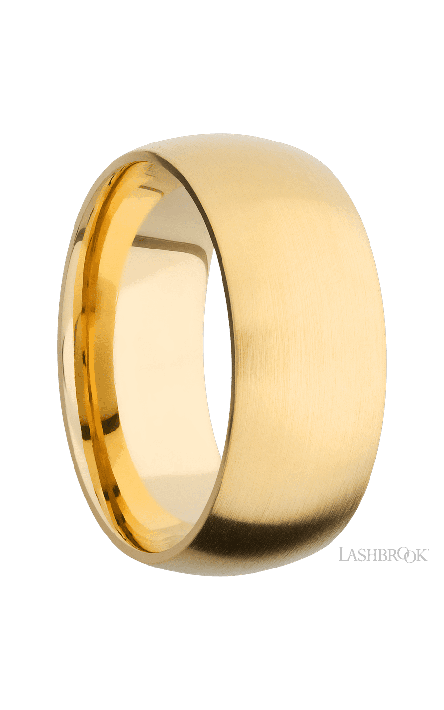 9 mm wide Domed 14K Yellow Gold band.