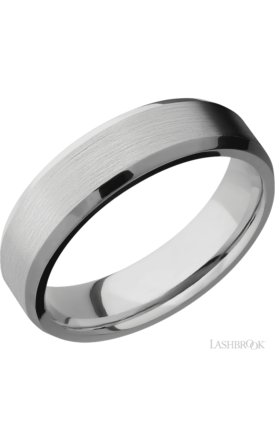 6 mm wide Beveled Titanium band.