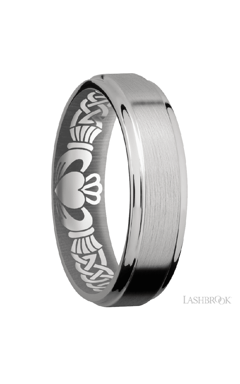 6 mm wide Flat Grooved Edges Titanium band.