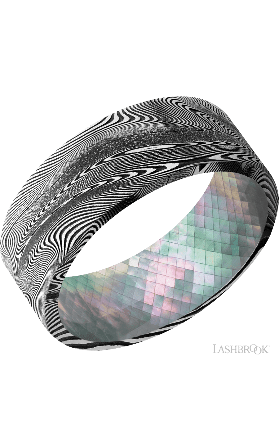8 mm wide Flat Tightweave band featuring a Black Mother of Pearl sleeve.