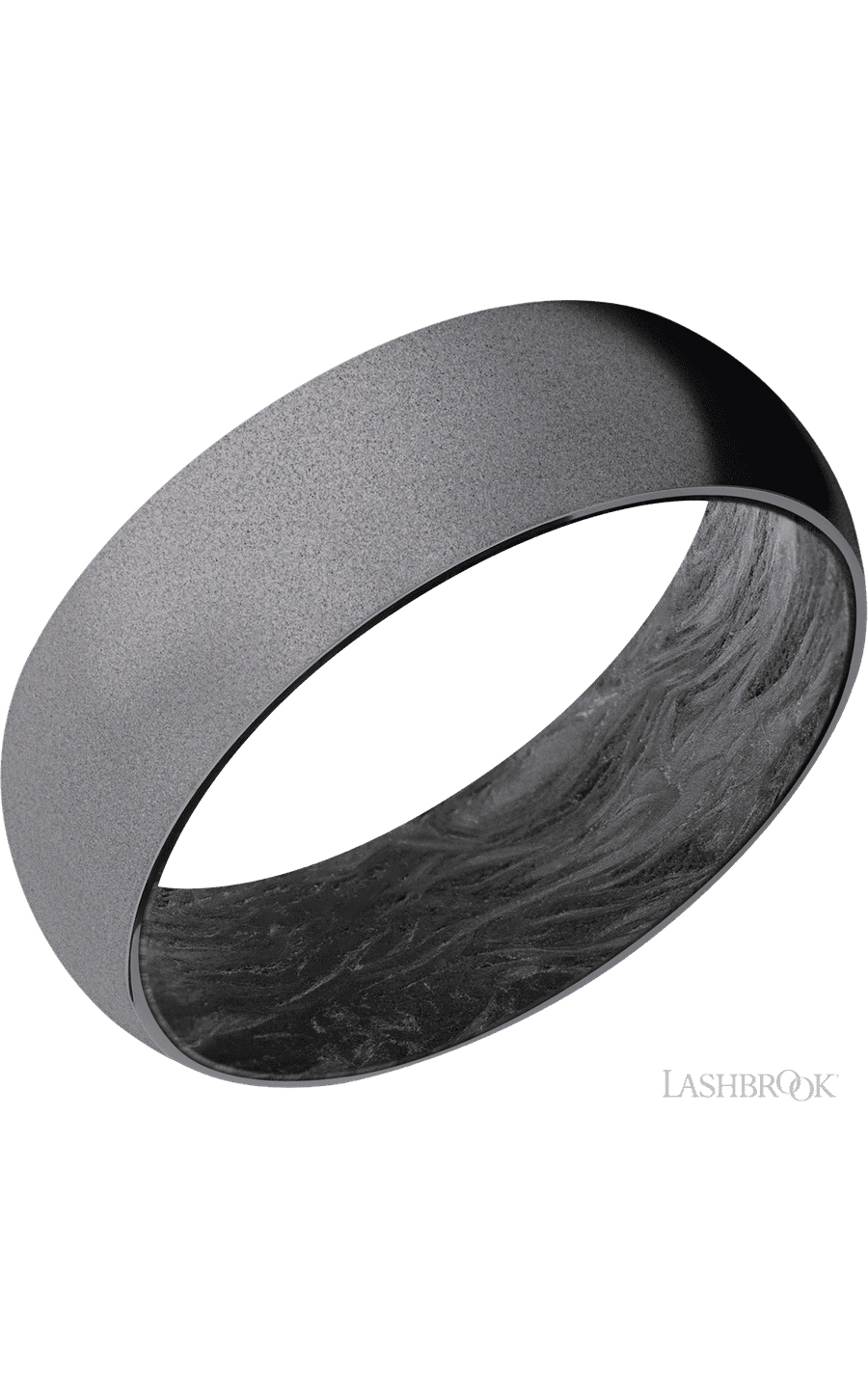 7 mm wide Domed Tantalum band featuring a Forged Carbon Fiber sleeve.