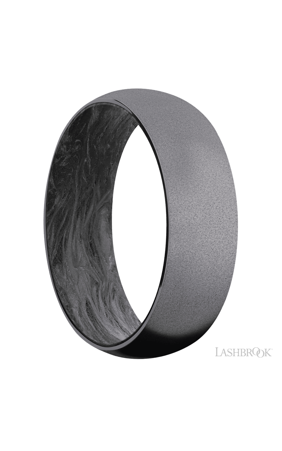 7 mm wide Domed Tantalum band featuring a Forged Carbon Fiber sleeve.