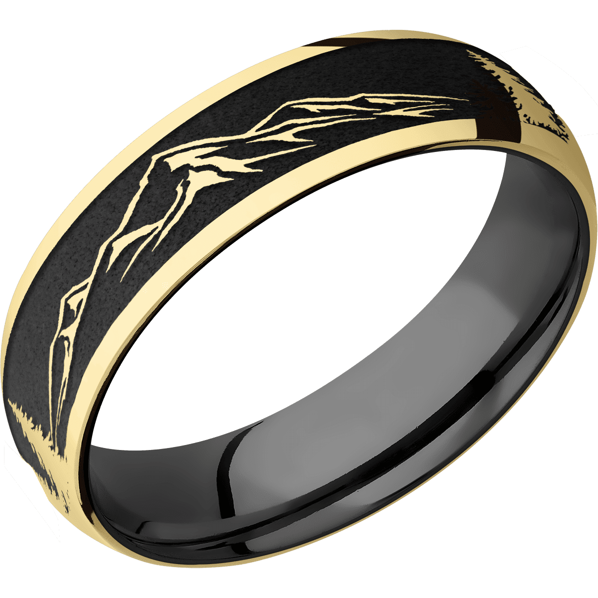 14K Yellow Gold + Polish Finish + Zirconium