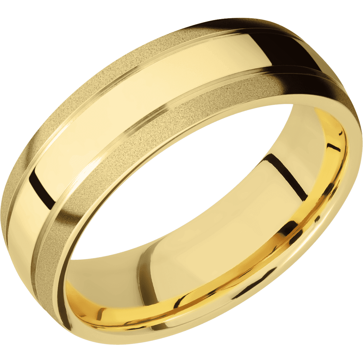 14K Yellow Gold + Polish , Sand Finish