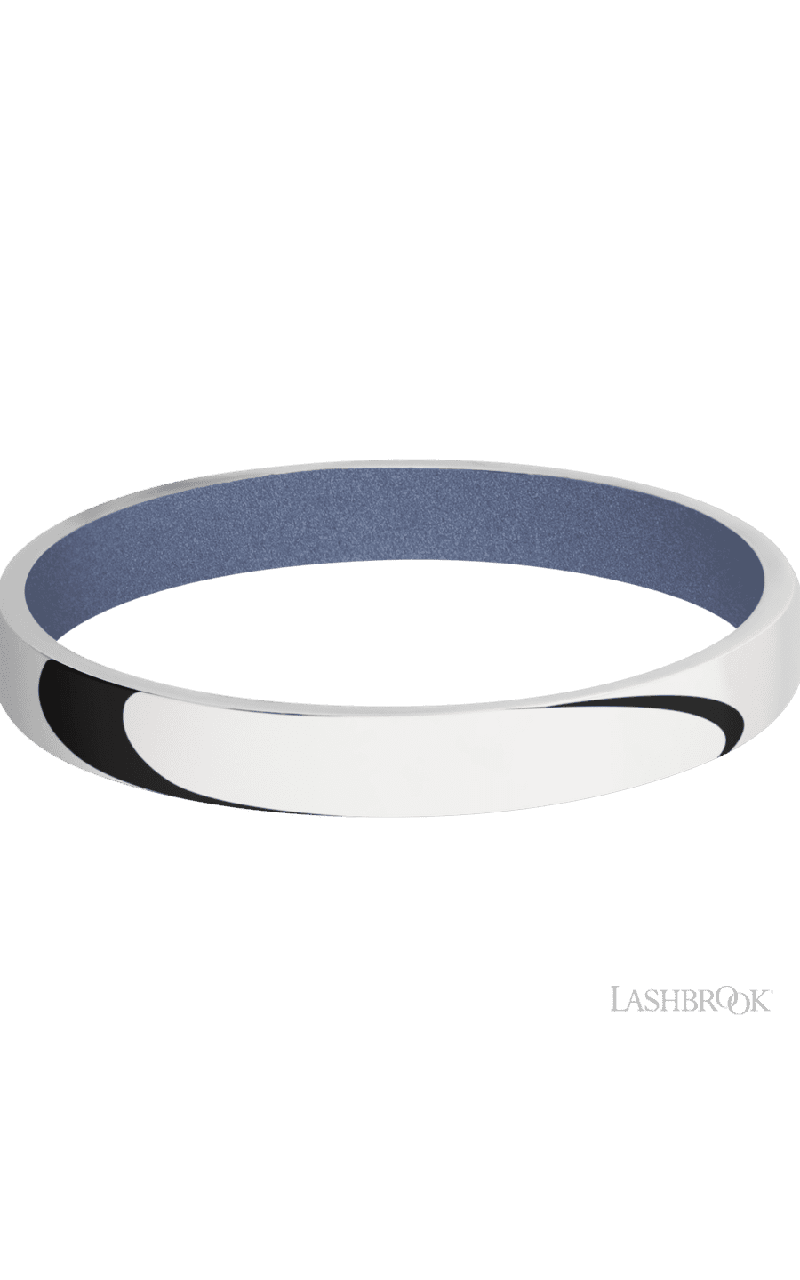 3 mm wide Domed 10K White Gold band featuring a Crushed Orchid sleeve.