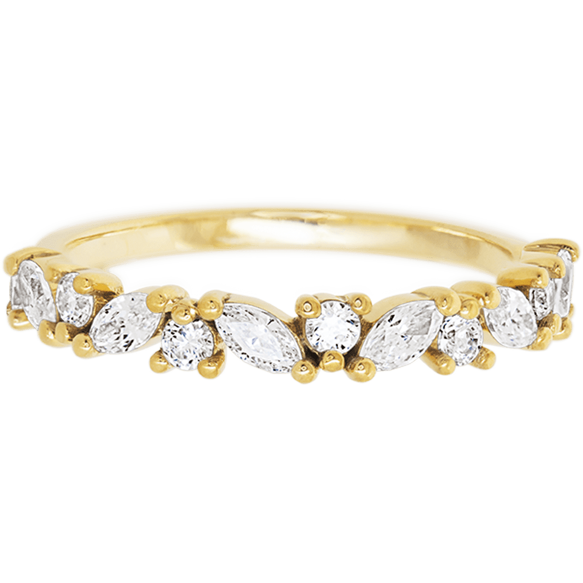 14K Yellow Gold band with 7 Round and 6 Marquise Lab Grown Diamond having TCW-.81