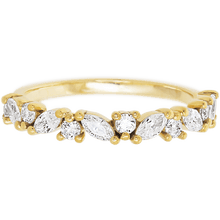 14K Yellow Gold band with 7 Round and 6 Marquise Lab Grown Diamond having TCW-.81