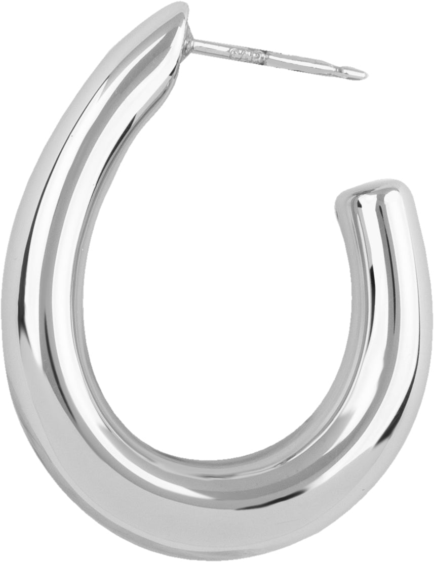 Sterling Silver "J" Shaped Hoop Earrings with Post