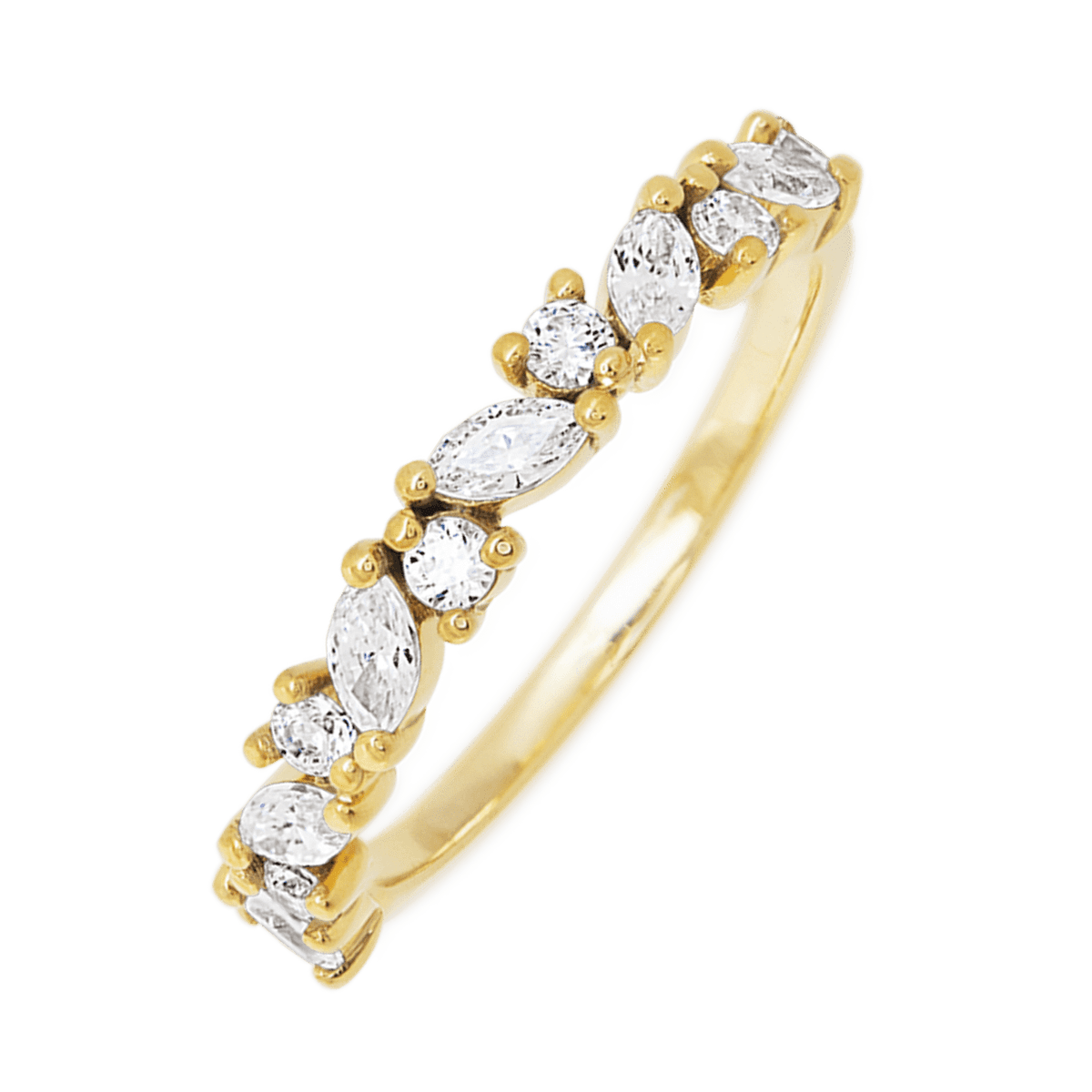 14K Yellow Gold band with 7 Round and 6 Marquise Lab Grown Diamond having TCW-.81