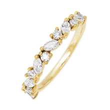 14K Yellow Gold band with 7 Round and 6 Marquise Lab Grown Diamond having TCW-.81