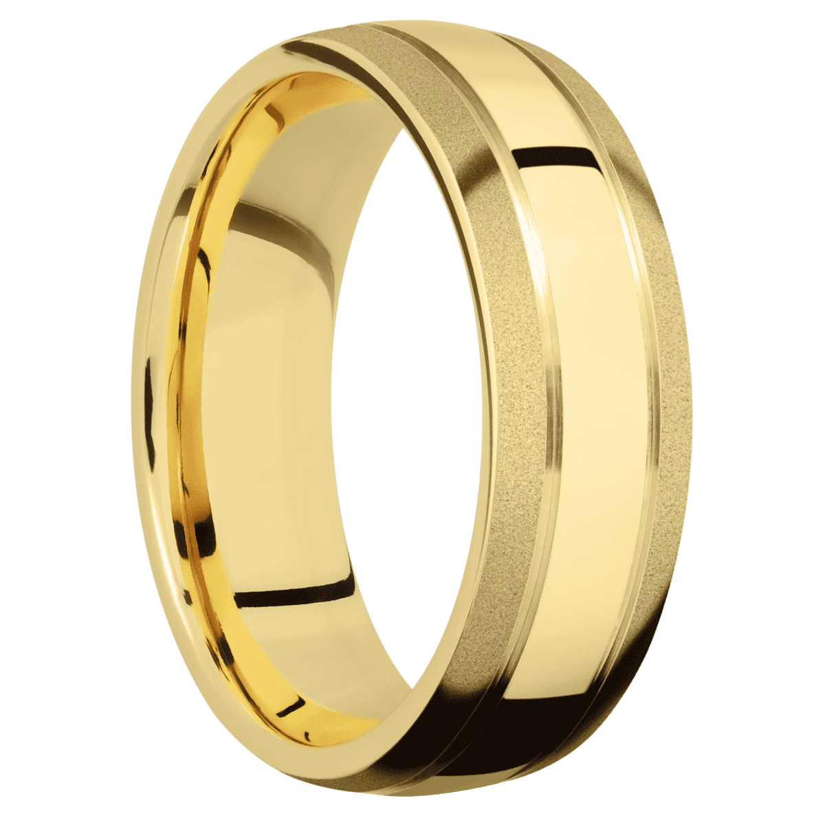 14K Yellow Gold + Polish , Sand Finish