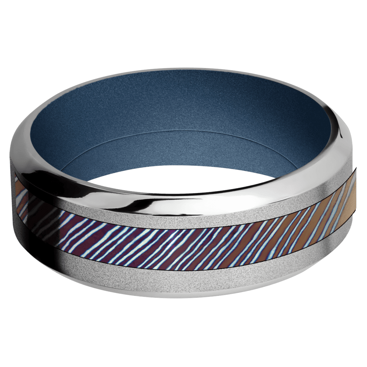 14K White Gold + Sand , Polish Finish + Polar Blue